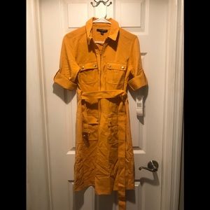 Tab Sleeve Belted Shirtdress